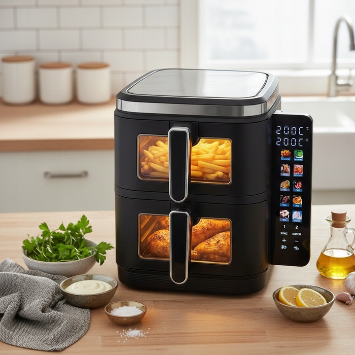 Аерофритюрниця AirDweller Air Fryer з двома чашами, 11 л, 2800 Вт, чорна