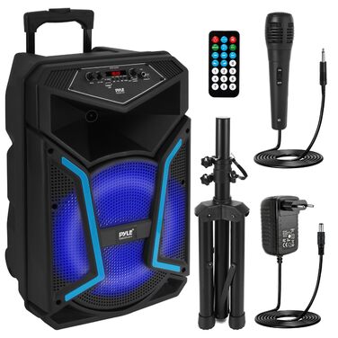 Портативна Bluetooth колонка Pyle 1680 Вт з мікрофоном, колесами та LED-дисплеєм для караоке та вечірок (15 дюймів)