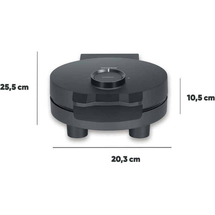 Severin Black Line Heart Waffle Maker - PFAS-Free Coating, Indicator Light, Cord Storage, 1000W - WA 2117
