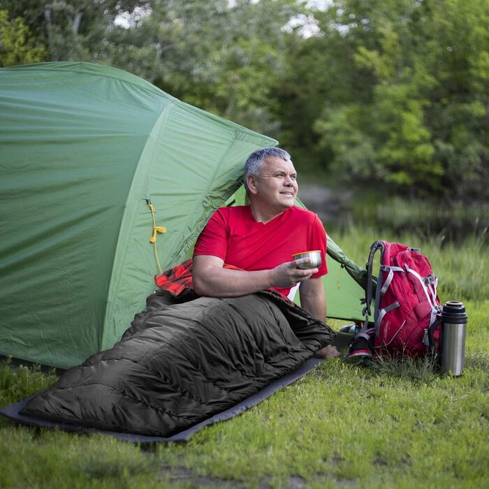 Cotton Flannel Sleeping Bag for Adults - 100% Cotton Liner Sleeping Bag for Camping, Hiking, Backpacking - Lightweight & Portable - 3-4 Season Warm Weather - Black/Red