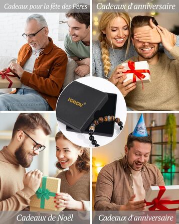 Браслет на руку VGWON для чоловіків з перлами – ідеальний подарунок на день народження, Різдво, для сина, чоловіка, батька (UVG-BM103S)