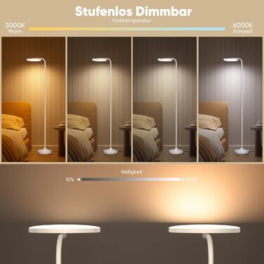 Стійка лампа SIBRILLE 36W з регулюванням яскравості, LED, для вітальні, спальні, офісу, з пультом керування, поворотна, тепле/холодне світло