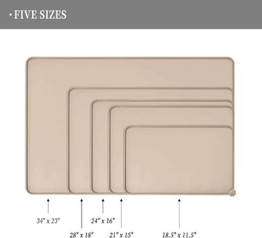 Силіконові килимки для тварин - водонепроникні килимки для собак та котів з піднятими краями - килимки під миски для собак та котів - виберіть розмір (TaupeName, 47 x 30 см (1 шт))