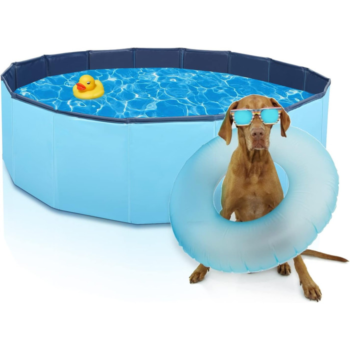 Dog Pool 120 cm Swimming Pool for Small Dogs, Foldable Pet Splash Pool, Dog Bathtub Pool for Dog Cat, Eco-Friendly PVC Swimming Pool