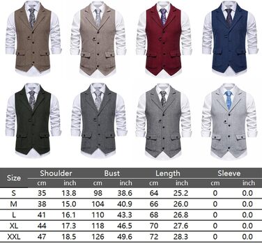 Чоловіча жилетка формальна V-подібний виріз, твід, жилетка в клітинку 'риб'ячий скелет', Slim Fit, жилетка до костюма з кишенею, бордовий