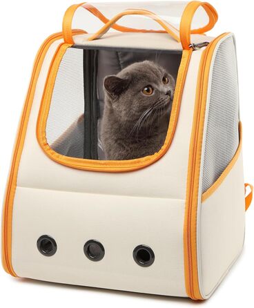 Рюкзак для кота/собаки, складаний, з вентиляцією, оранжево-білий
