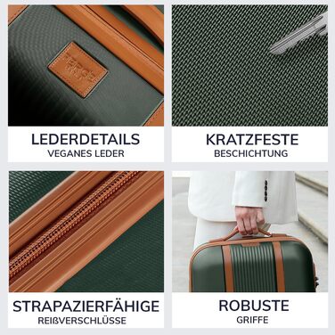 Набір валіз FERGÉ Milano 3 шт. з жорсткого ABS (ручна поклажа, L, XL) - зелений, хакі