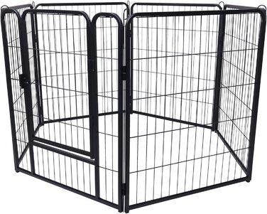 Вольєр для цуценят на 6 частин, 80 см, з 1 дверима та 5 фіксаторами, гнучкий та складаний, для дому та саду