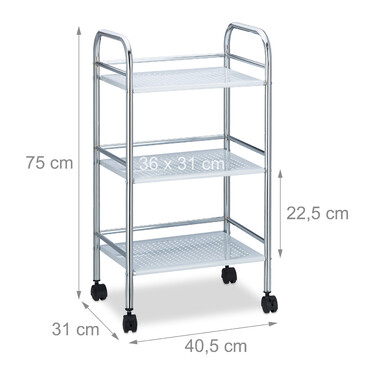 Relaxdays Serving Trolley Metal with 3 Shelves