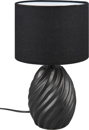 Reality Leuchten Melva - Настільна лампа з керамічним цоколем та абажуром з тканини, E14, білий матовий, чорний матовий