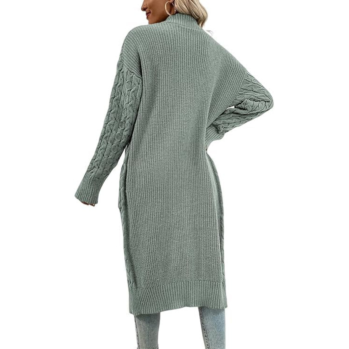 Saodimallsu В'язаний кардиган для жінок, великий в'язання, відкритий спереду, з кишенями, світло-зелений, XL
