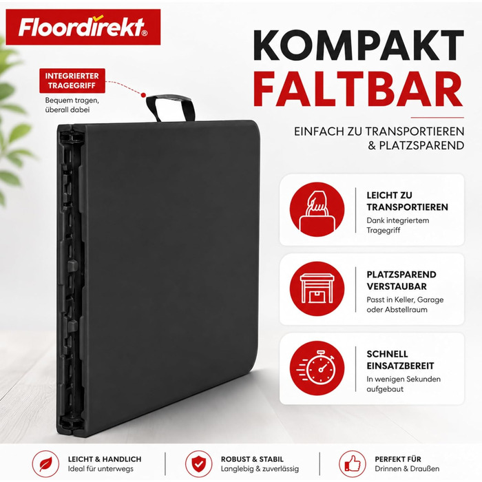 Складний буфетний стіл Floordirekt Kyoto 180x73 см пластиковий для саду, тераси, балкону, кемпінгу на 6 осіб