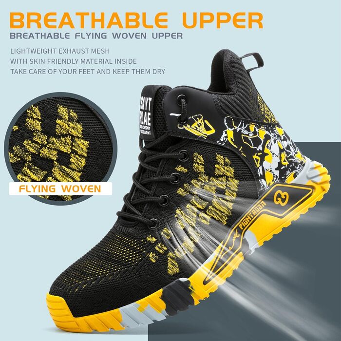 Черевики робочі чоловічі та жіночі, спортивні, з металевим носком, неслизькі, 37-46 EU, жовті