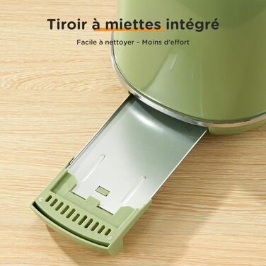 Ретро тостер на 2 шматочки з нержавіючої сталі, з підставою для бутербродів, 6 рівнів підсмажування, функція підігріву та розморожування, автоматичне відключення, ідеальний для тостів та бутербродів, TS-R008 (зелений)