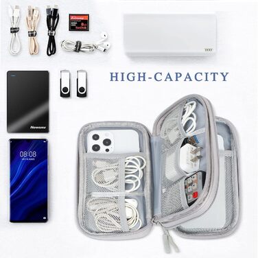 Органайзер для кабелів Simpolor: сірий кейс для зберігання кабелів, USB-накопичувачів, power bank та аксесуарів