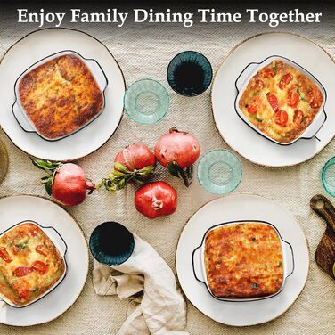 Набір форм для запікання NUTRIUPS 400мл (4 шт.), кераміка, 14.5 x 11.5 x 5.5 см. Квадратні форми для випічки, фритюрниці, духовки та мікрохвильовки. Зеркальне покриття