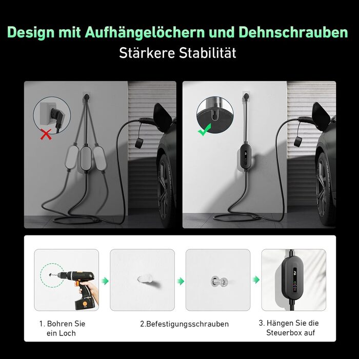 Кабель для електромобіля Evjuicion Typ 2 Schuko, 3.68kW, 6м, 16A, IP67. Зарядний кабель для ID.3/4, X1, 5ER, Model Y/3 та інших електромобілів. Чорний.