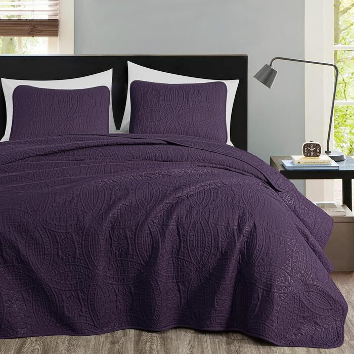 Chezmoi Collection Austin: Комплект з 3 великих пледів (Синьо-зелений) - Плед, Queen, Violett