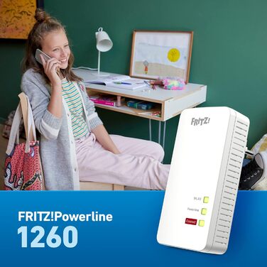 Адаптер FRITZ!Powerline 1260 (1200 Мбіт/с, точка доступу Wi-Fi, для медіа-стримінгу та NAS), білий