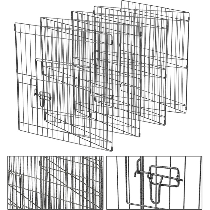 Клітка для цуценят Yaheetech 8-секційна з воротами, 61x61 см, для собак, котів, кроликів