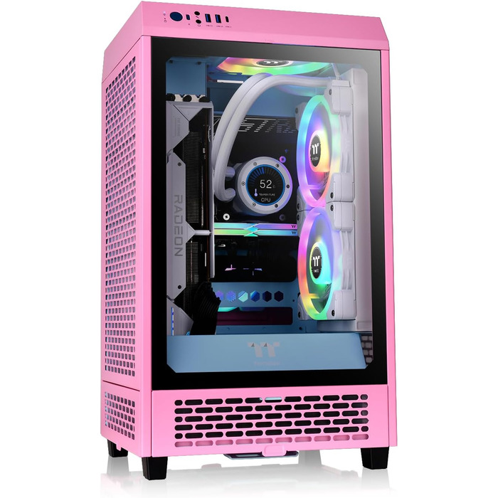Корпус Thermaltake The Tower 200 Turquoise Mini-ITX з вертикальним оглядом, скло Temperd Glass, 280мм підтримка AIO, GPU до 380мм, турквіс