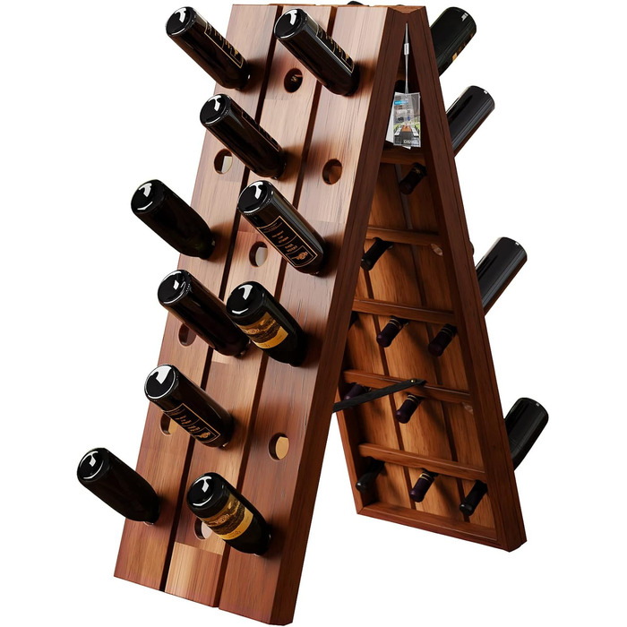 Casaria® Wine Rack for 36 Bottles, 87x 55x 39cm, Acacia Wood, Freestanding, Folding, Cellar, Kitchen, Living Room, Bar, Wine Stand, Wine Holder, Bottle Rack, Shelf, Rustic