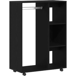 vidaXL Wardrobe with Open Shelf, 3 Side Shelves, Wheels, Coat Rack, Wardrobe, Bedroom Wardrobe, White, 80x40x110cm, Wood-Based Material (Black Oak)