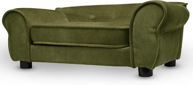 Диван для домашніх тварин MG Design темно-зелений: стабільний дерев'яний каркас, м'яке покриття, легкий у догляді. Підходить для собак та котів, готовий до використання. Темно-зелений – W12 (Оливковий – W11)