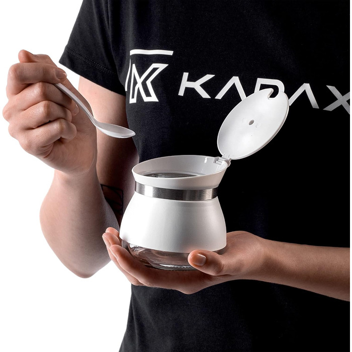Цукорниця KADAX з ложкою, 270мл, контейнер для цукру з порошковим покриттям, 9x9см, цукрониця в 2 кольорах, дозатор для спецій з кришкою для чаю, цукру (білий)