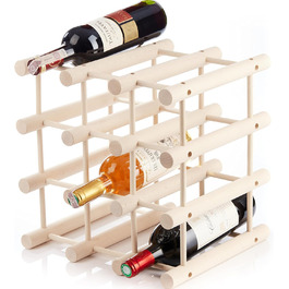 Wooden wine rack for 12 bottles, practical for kitchen or home bar. Modular wine bottle rack, natural beechwood.