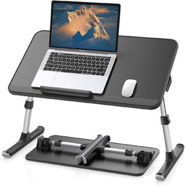 Столик для ноутбука SAIJI з регулюванням, PU-шкіра, 52x30 см, чорний