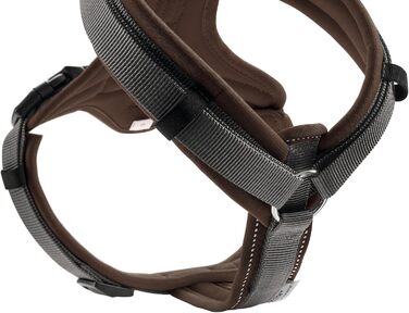 Нашийник для собак HUNTER Maldon, коричнево-сірий, L, м'який, комфортний, з 3M Scotchlite, регулюється, з м'яким ручним тримачем