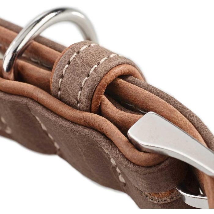 Нашийник для собак HUNTER PORTO, шкіра олив'єва, tabak/cognac, ручної роботи, розмір 50