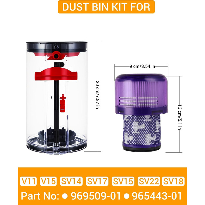 Контейнер для пилу та фільтр для пилотяга Dyson V11 V15 (SV14, SV15, SV17, SV22, SV28) — запасний пилозбірник та аксесуари
