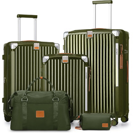 Набір валіз Joyway 5шт з ABS, розширюваний, з TSA замком, 4 колеса, набір для подорожей, зелений
