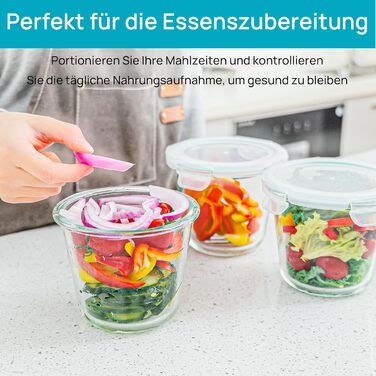 Набір контейнерів для їжі Vtopmart (15 шт.) з кришкою, скляні дозовані контейнери, для зберігання їжі, сумісні з мікрохвильовою піччю, морозильником та посудомийною машиною (6 шт. супових мисок)