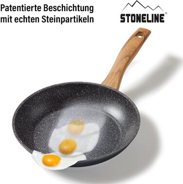 STONELINE Сковорода Back to Nature 28 см, Made in Germany, антипригарне покриття з натуральним каменем, для всіх типів плит (включно з індукцією), смаження без жиру