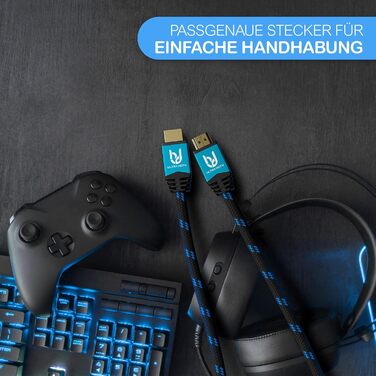 HDMI 2.0b кабель 4K 2 метри для домашнього кіно та геймінгу | Підтримка 4K@60Hz, HDR10+, Dolby Vision, ARC | Сумісний з PS5, Xbox Series X, UHD TV, Blu-Ray Player | Синій