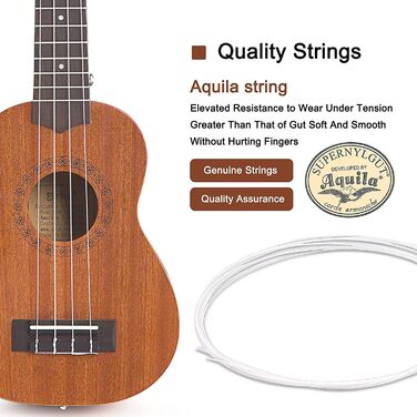 Укулеле Everjoys Sopran 21 дюйм: стартовий набір для дорослих з чохлом, тюнером, нотами та плектром