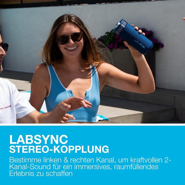 JLab Go Party: Портативна Bluetooth колонка з RGB підсвіткою, 16+ годин роботи, IP56 (Синій)