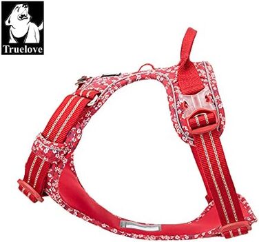 Шлейка для собак WINHYEPET Truelove No-Pull, бавовняна, дихаюча, світловідбиваюча, регульована, для маленьких та середніх собак і котів, TLH5655 (S, Маковий Червоний)