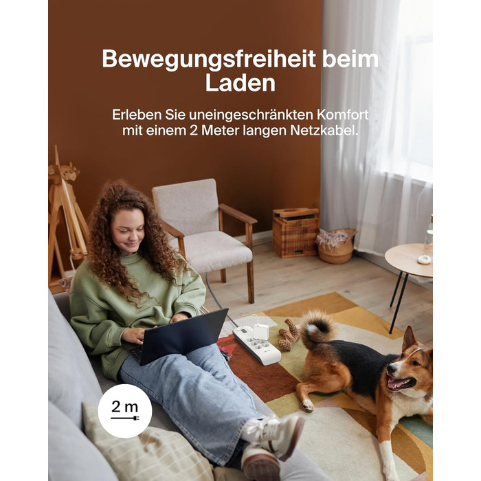 Мережевий фільтр Belkin з USB, 8 розеток, 2.4A, 2м кабель, для дому та офісу