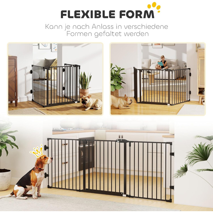 Захисне ґратка для собак PawHut - відбійник для дому, 3 панелі, чорний (202.5 x 76 см)