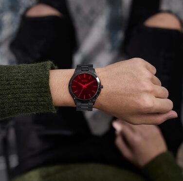 Годинник чоловічий BUREI Minimalist Quartz з нержавіючої сталі 44 мм, елегантний годинник з кварцовим механізмом (Рожеве золото, Чорний)