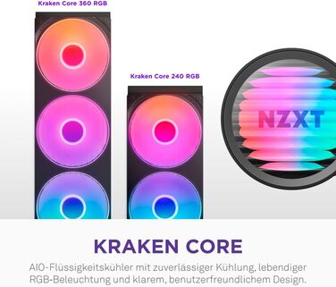 NZXT Kraken Core 240 RGB - Рідинне охолодження CPU AIO з LCD-дисплеєм, чорний