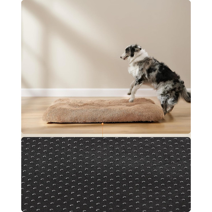 Ліжко для собак Feandrea, м'який килимок для собак, плюшевий килимок, 65 x 45 см, м'яка підкладка, можна прати в пральній машині, багатофункціональне, Ombré Grey PGW200G01 Ombré Grey (122 x 74 x 10 см, верблюжий колір)