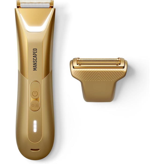 Тример для тіла MANSCAPED® The Lawn Mower® 5.0 Ultra для чоловіків та жінок. Подвійні насадки SkinSafe®, леза з фольгою, водонепроникний, USB-C, (Forged Gold)