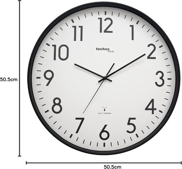 Technoline XXL Radio Wall Clock WT8998, 50 cm, Station Clock, XXL Wall Clock, Black