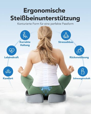 Подушка для офісного крісла HUANUO: велике сидіння з піною з пам'яті. Зняття напруги з попереку та куприка. Підходить для офісних крісел, автомобільних сидінь та крісел-колісних. Ідеально для тривалого сидіння. Не слизька.