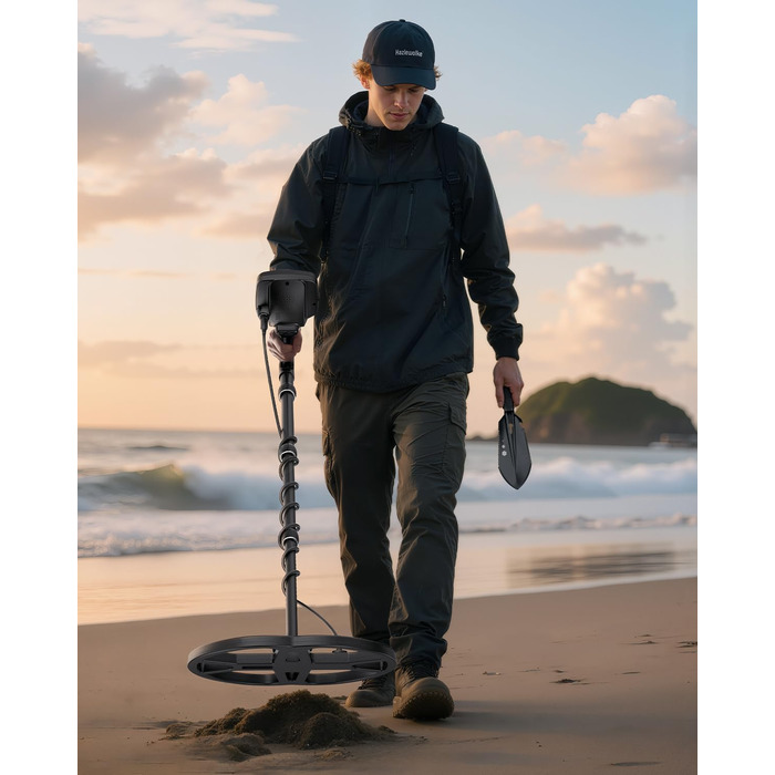 Металошукач професійний для дорослих Metalldetektor з 13'' водонепроникною котушкою DD, частота 19.23 кГц для пошуку срібла та золота, регульована балансування ґрунту, 3 режими пошуку, глибина виявлення 12''